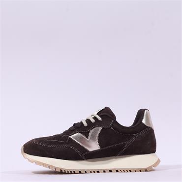 Victoria Viento Serraje Laced Trainer - Dark Brown Gold